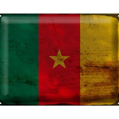 Blechschild Flagge Kamerun 40x30cm Flag of Cameroon Rost