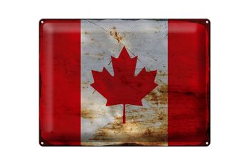 Signe en étain drapeau Canada 40x30cm drapeau du Canada rouille 1