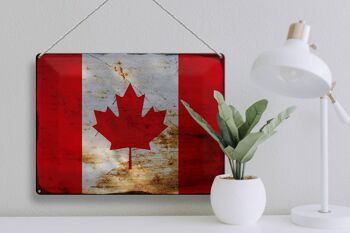 Signe en étain drapeau Canada 40x30cm drapeau du Canada rouille 3