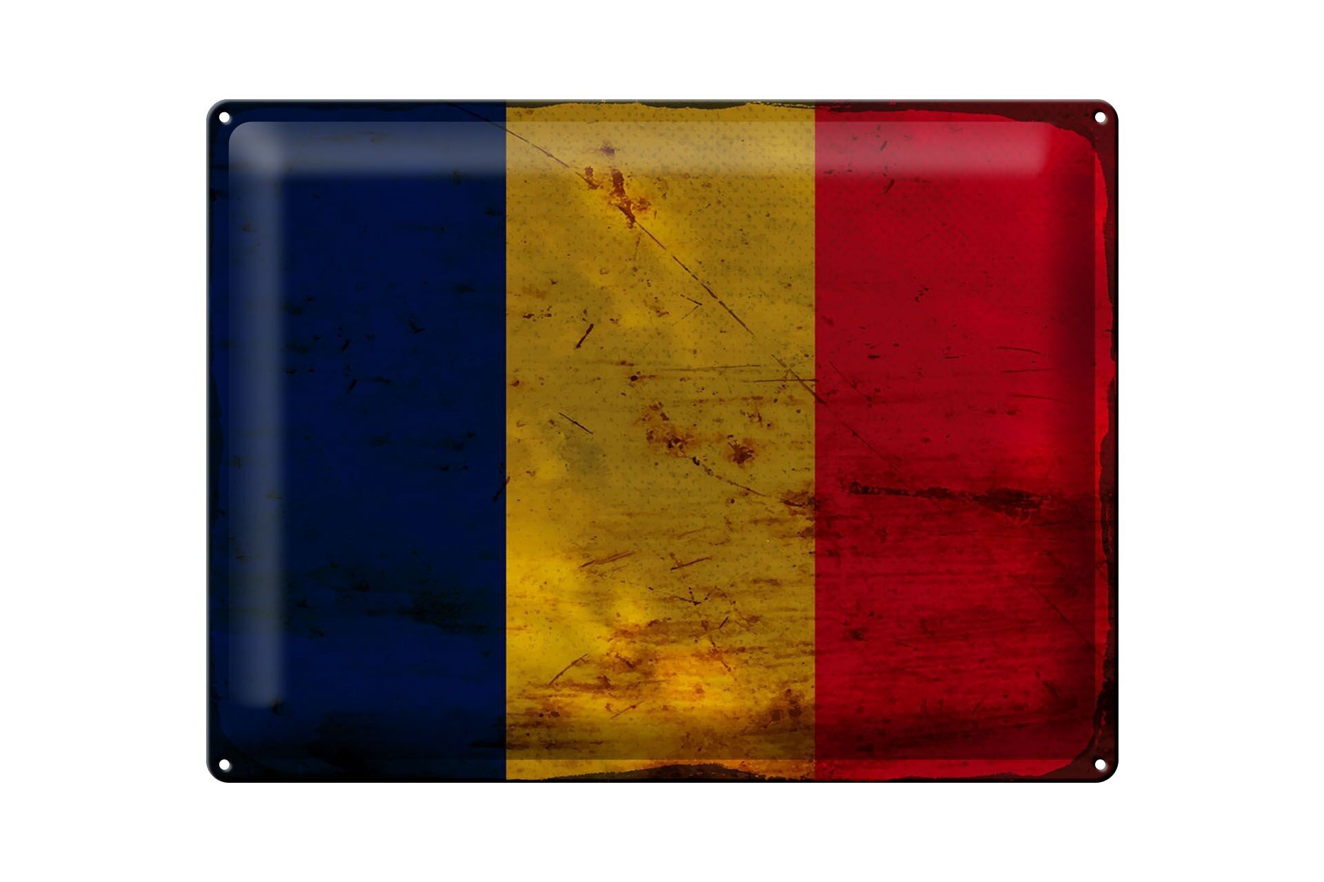 Tin sign flag of Chad 40x30cm Flag of Chad Rust