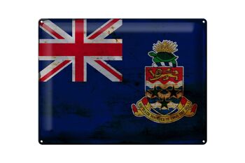 Panneau en étain drapeau des îles caïmans, 40x30cm, drapeau rouille 1