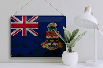 Panneau en étain drapeau des îles caïmans, 40x30cm, drapeau rouille 3