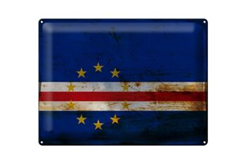Signe en étain drapeau Cap-Vert 40x30cm drapeau Cap-Vert rouille 1