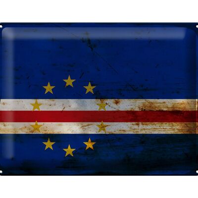 Blechschild Flagge Kap Verde 40x30cm Flag Cape Verde Rost