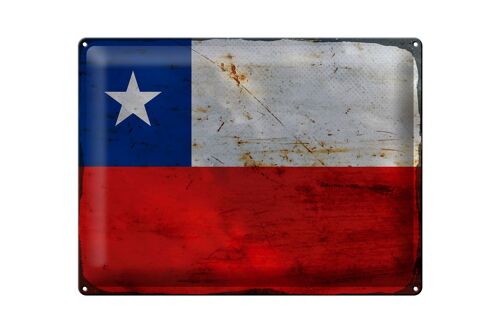 Blechschild Flagge Chile 40x30cm Flag of Chile Rost