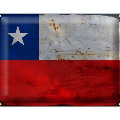 Cartel de chapa Bandera de Chile 40x30cm Bandera de Chile Óxido