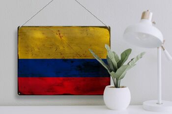 Signe en étain drapeau Colombie 40x30cm drapeau Colombie rouille 3