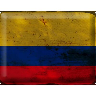 Blechschild Flagge Kolumbien 40x30cm Flag Colombia Rost