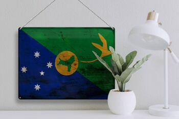 Panneau en étain drapeau île Christmas 40x30cm, drapeau rouille 3