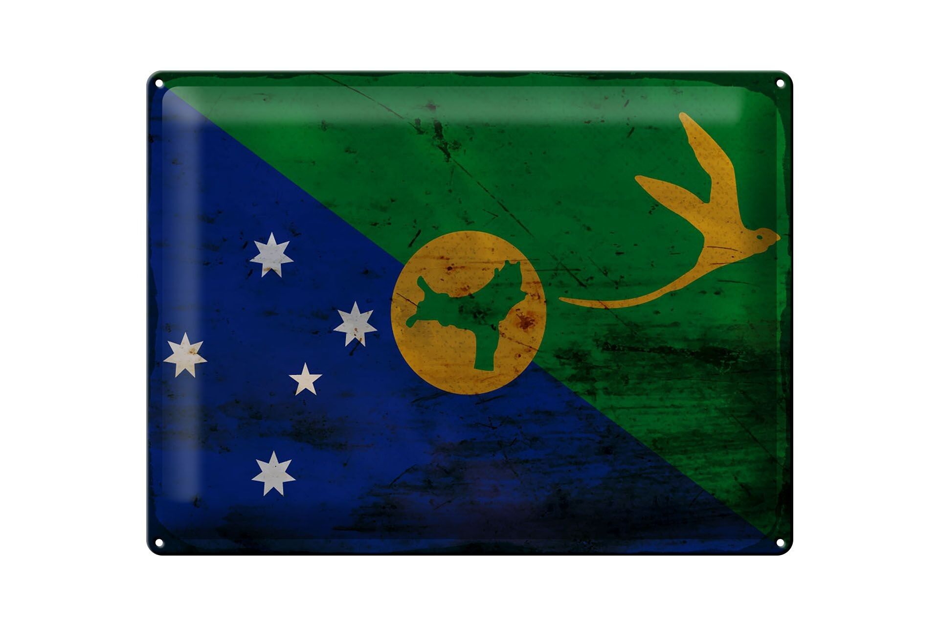 Targa in metallo Bandiera Isola di Natale 40x30 cm Bandiera Ruggine