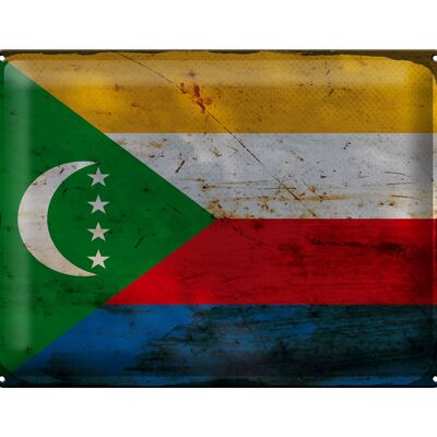 Signe en étain drapeau Comores 40x30cm drapeau Comores rouille