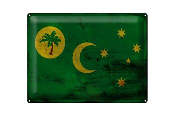 Signe en étain drapeau îles Cocos 40x30cm îles Cocos rouille 1