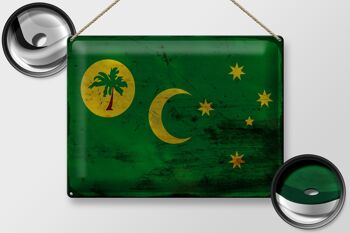 Signe en étain drapeau îles Cocos 40x30cm îles Cocos rouille 2