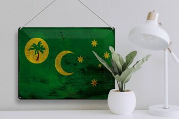 Signe en étain drapeau îles Cocos 40x30cm îles Cocos rouille 3