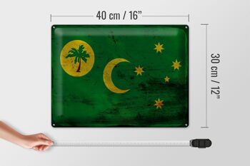 Signe en étain drapeau îles Cocos 40x30cm îles Cocos rouille 4