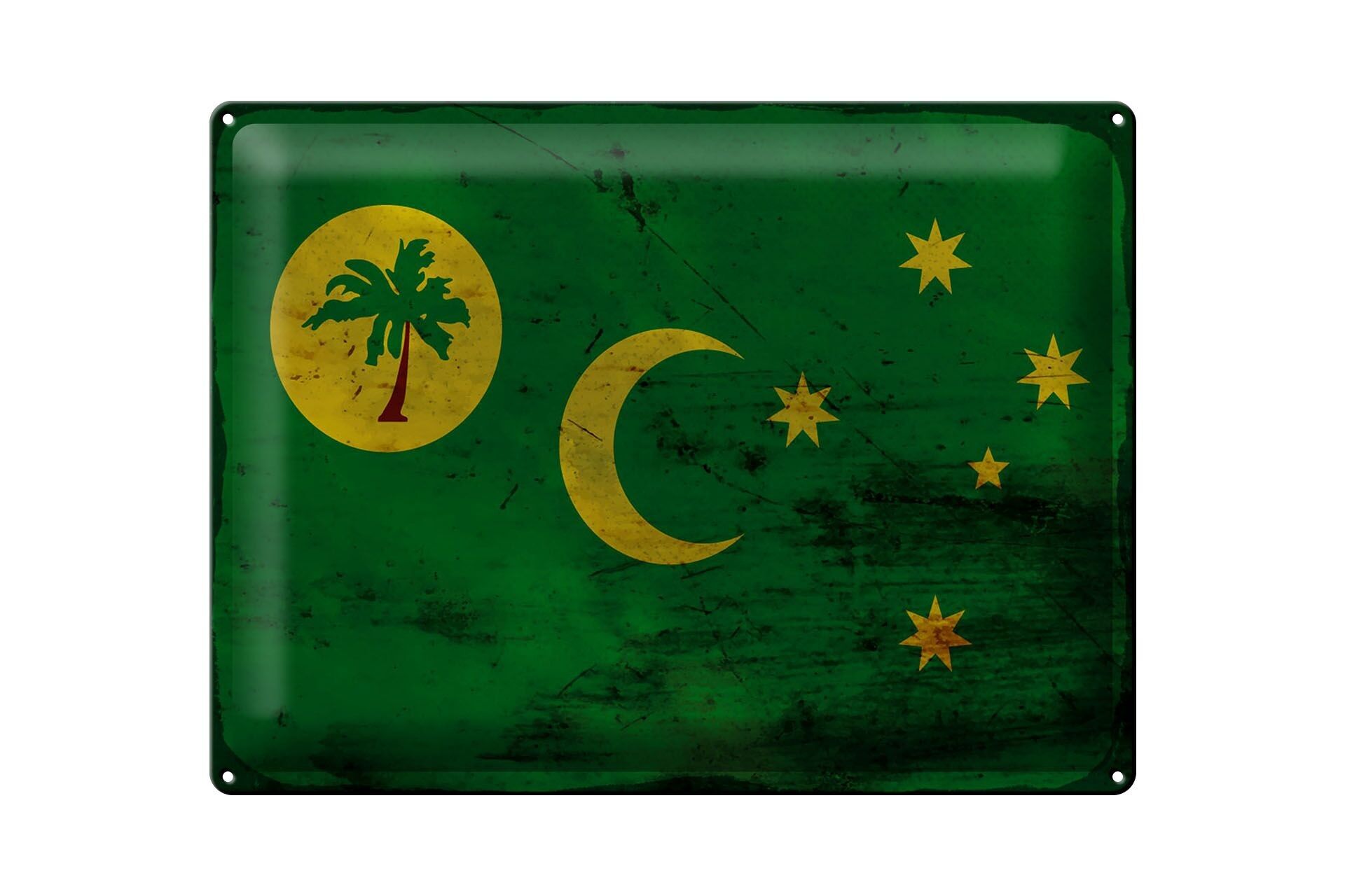 Cartel de chapa Bandera Islas Cocos 40x30cm Islas Cocos Óxido