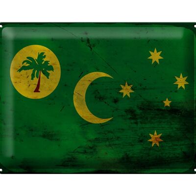 Blechschild Flagge Kokosinseln 40x30cm Cocos Islands Rost