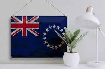 Signe en étain drapeau des îles Cook 40x30cm îles Cook rouille 3