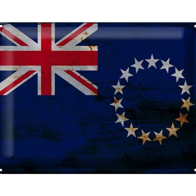 Cartel de chapa Bandera de las Islas Cook 40x30cm Islas Cook Óxido