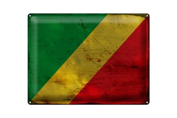 Plaque en tôle Drapeau Congo 40x30cm Drapeau du Congo Rouille 1