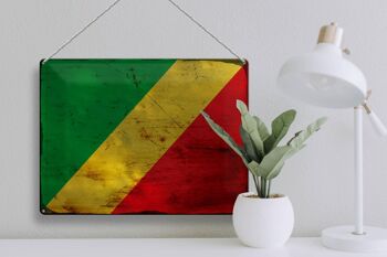 Plaque en tôle Drapeau Congo 40x30cm Drapeau du Congo Rouille 3