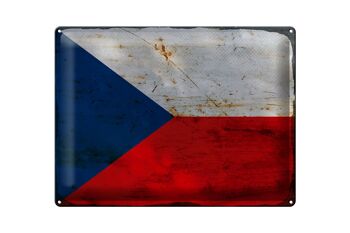 Signe en étain drapeau République tchèque 40x30cm République tchèque rouille 1