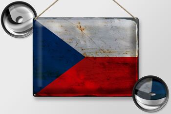 Signe en étain drapeau République tchèque 40x30cm République tchèque rouille 2