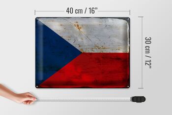 Signe en étain drapeau République tchèque 40x30cm République tchèque rouille 4