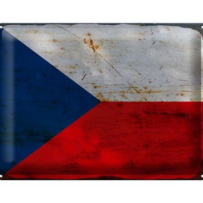 Blechschild Flagge Tschechien 40x30cm Czech Republic Rost