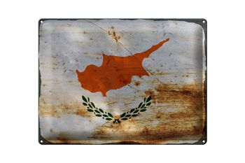 Panneau en étain drapeau de Chypre 40x30cm, drapeau de Chypre rouille 1