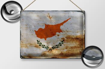 Panneau en étain drapeau de Chypre 40x30cm, drapeau de Chypre rouille 2