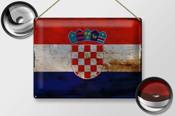 Signe en étain drapeau Croatie 40x30cm drapeau de Croatie rouille 2