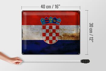 Signe en étain drapeau Croatie 40x30cm drapeau de Croatie rouille 4