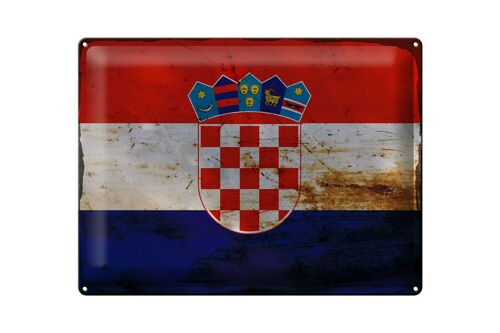 Blechschild Flagge Kroatien 40x30cm Flag of Croatia Rost