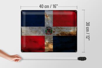 Plaque en tôle Drapeau République Dominicaine 40x30cm Rouille 4