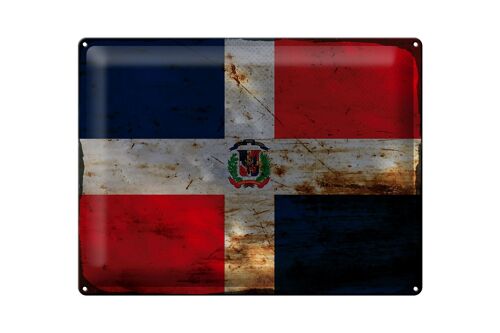 Blechschild Flagge Dominikanische Republik 40x30cm Rost
