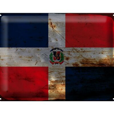 Blechschild Flagge Dominikanische Republik 40x30cm Rost