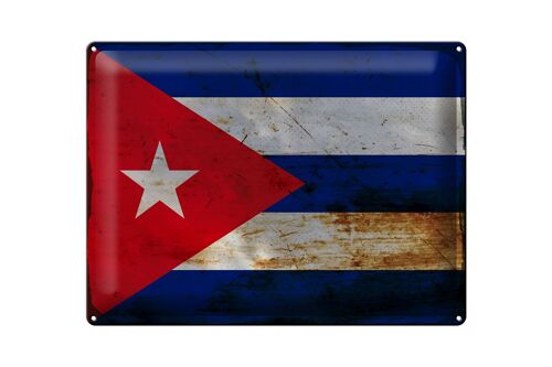 Blechschild Flagge Kuba 40x30cm Flag of Cuba Rost