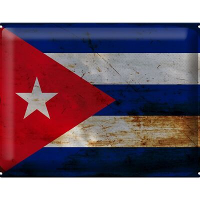 Cartel de chapa Bandera de Cuba 40x30cm Bandera de Cuba Óxido