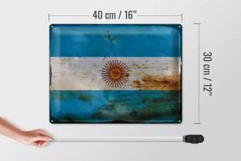 Signe en étain drapeau Argentine 40x30cm drapeau Argentine rouille 4