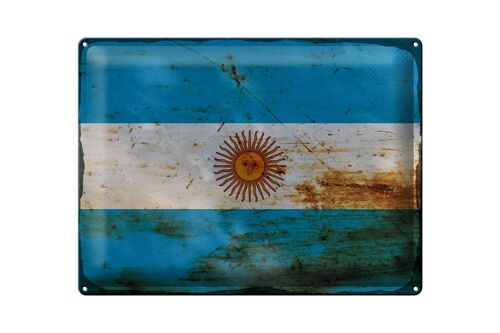 Blechschild Flagge Argentinien 40x30cm Flag Argentina Rost