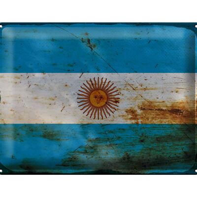 Blechschild Flagge Argentinien 40x30cm Flag Argentina Rost