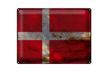 Signe en étain drapeau Danemark 40x30cm drapeau du Danemark rouille 1