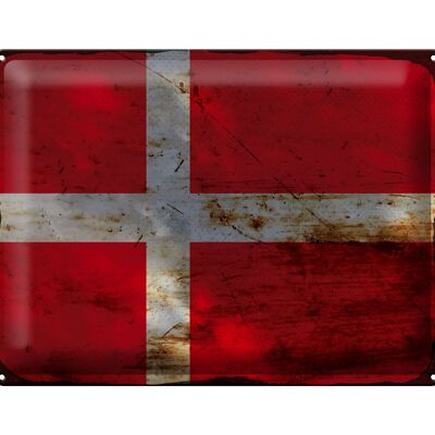 Blechschild Flagge Dänemark 40x30cm Flag of Denmark Rost