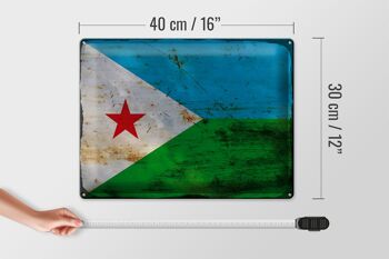 Plaque en tôle Drapeau Djibouti 40x30cm Drapeau Djibouti Rouille 4