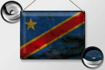 Panneau en tôle drapeau RD Congo 40x30cm Congo démocratique rouille 2