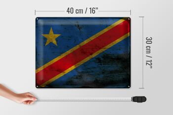 Panneau en tôle drapeau RD Congo 40x30cm Congo démocratique rouille 4