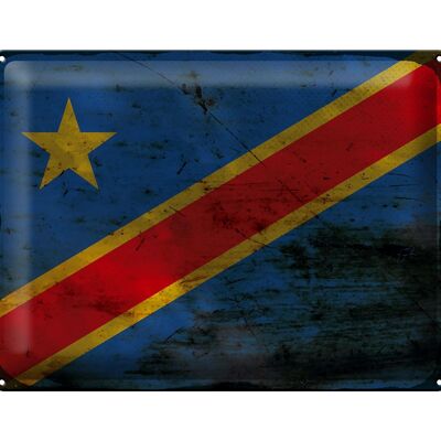 Cartel de chapa bandera RD Congo 40x30cm Congo democrático óxido