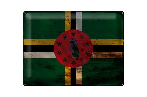 Blechschild Flagge Dominica 40x30cm Flag of Dominica Rost
