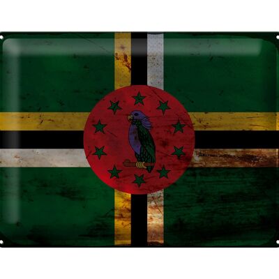 Blechschild Flagge Dominica 40x30cm Flag of Dominica Rost